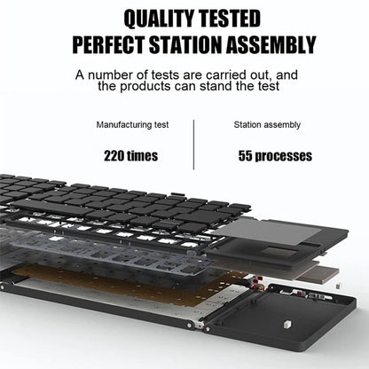 Mini Wireless Bluetooth Keyboard with Touchpad - Portable Magnetic Triple Folding Design for Windows, Android, iOS, and iPad Devices