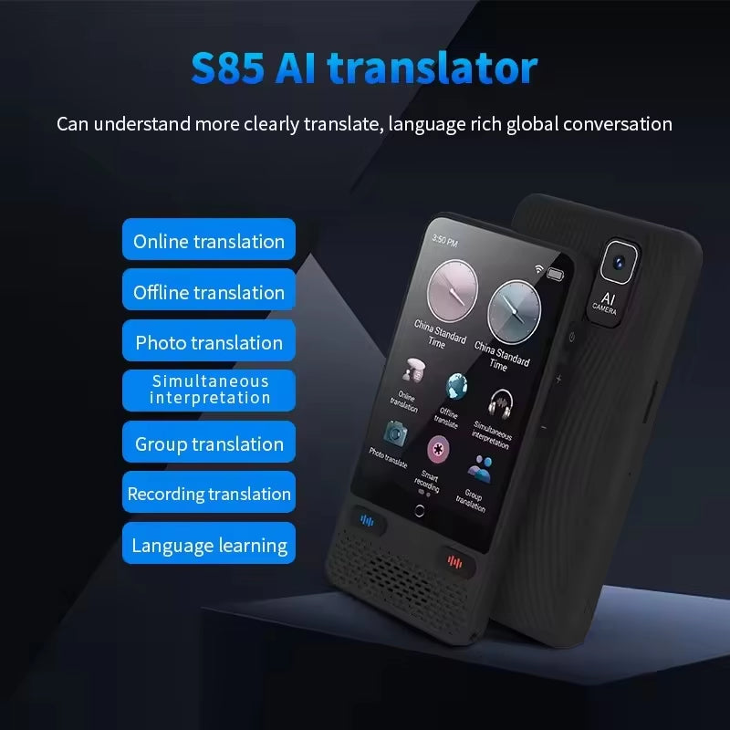 Portable S85 Intelligent Translator Device with Large Screen, Supporting 138 Languages and Real-Time Offline Translation
